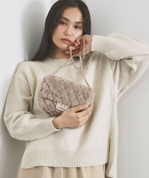 OPAQUE. CLIP/オペーク ドット クリップ パフィーキルティングチェーンショルダーバッグ ベージュ(752) 00