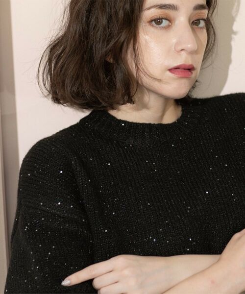 OPAQUE.CLIP / オペーク ドット クリップ ニット・セーター | スパンコールラメニット【洗える】 | 詳細9
