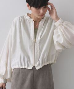 OPAQUE.CLIP / オペーク ドット クリップ レザーブルゾン・ジャケット | シアーランタンスリーブブルゾン【洗濯機洗い可】