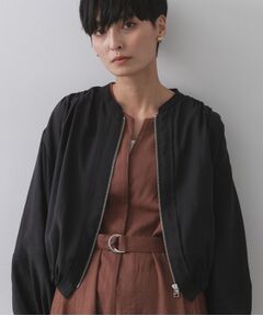 OPAQUE.CLIP / オペーク ドット クリップ レザーブルゾン・ジャケット | シアーランタンスリーブブルゾン【洗濯機洗い可】