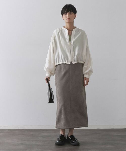 OPAQUE.CLIP / オペーク ドット クリップ レザーブルゾン・ジャケット | シアーランタンスリーブブルゾン【洗濯機洗い可】 | 詳細1