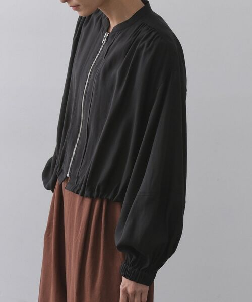 OPAQUE.CLIP / オペーク ドット クリップ レザーブルゾン・ジャケット | シアーランタンスリーブブルゾン【洗濯機洗い可】 | 詳細12