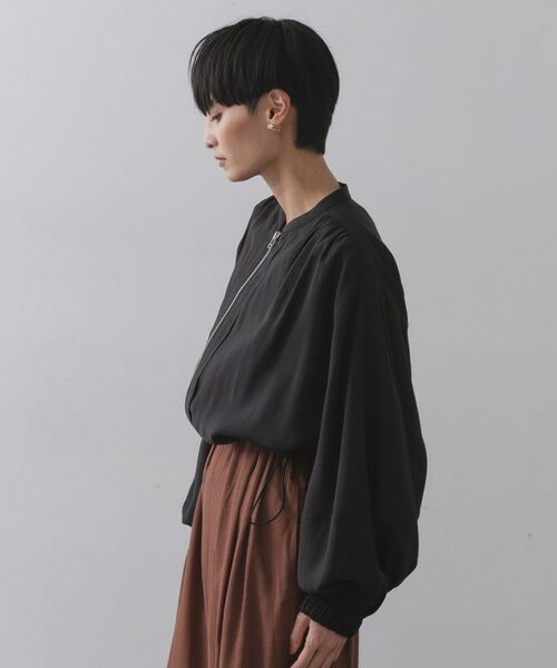 OPAQUE.CLIP / オペーク ドット クリップ レザーブルゾン・ジャケット | シアーランタンスリーブブルゾン【洗濯機洗い可】 | 詳細15