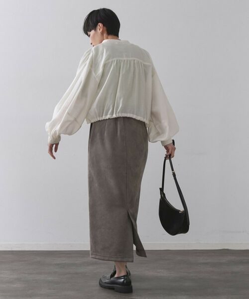 OPAQUE.CLIP / オペーク ドット クリップ レザーブルゾン・ジャケット | シアーランタンスリーブブルゾン【洗濯機洗い可】 | 詳細2