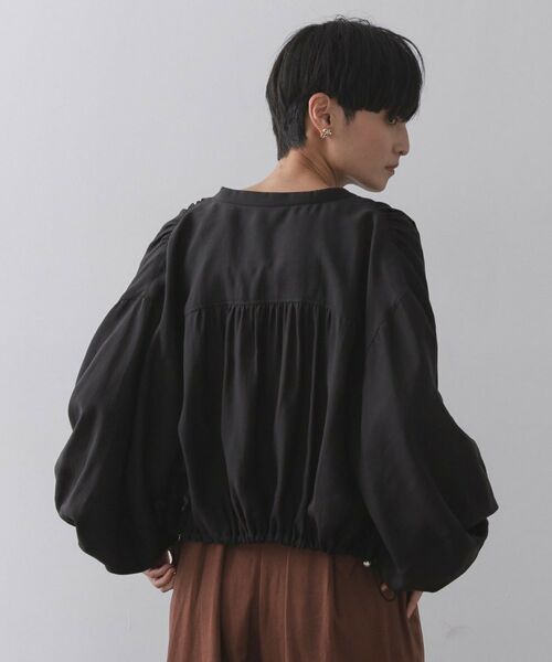 OPAQUE.CLIP / オペーク ドット クリップ レザーブルゾン・ジャケット | シアーランタンスリーブブルゾン【洗濯機洗い可】 | 詳細4