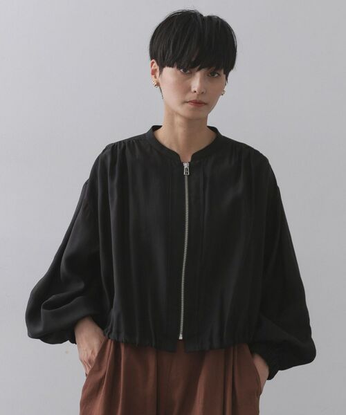 OPAQUE.CLIP / オペーク ドット クリップ レザーブルゾン・ジャケット | シアーランタンスリーブブルゾン【洗濯機洗い可】 | 詳細8