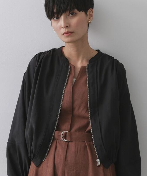 OPAQUE. CLIP/オペーク ドット クリップ シアーランタンスリーブブルゾン【洗濯機洗い可】 ブラック(019) 42(LL)