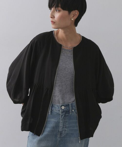 OPAQUE.CLIP / オペーク ドット クリップ レザーブルゾン・ジャケット | シアーバルーンペプラムブルゾン【洗える】 | 詳細5