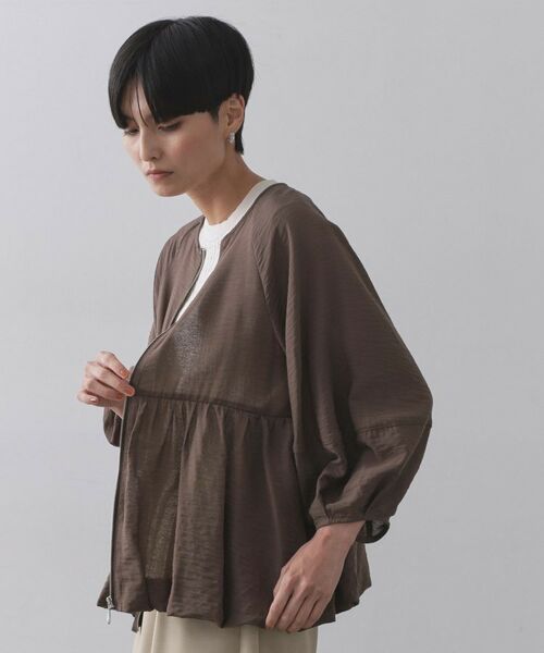 OPAQUE.CLIP / オペーク ドット クリップ レザーブルゾン・ジャケット | シアーバルーンペプラムブルゾン【洗える】 | 詳細9