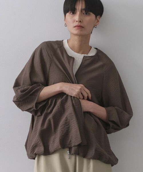 OPAQUE. CLIP/オペーク ドット クリップ シアーバルーンペプラムブルゾン【洗える】 ブラウン(043) 40(L)
