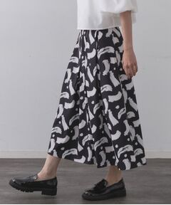 OPAQUE.CLIP / オペーク ドット クリップ スカート | ブラッシュ柄タックフレアスカート【洗濯機洗い可】