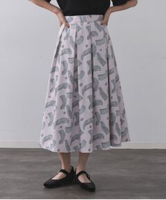 OPAQUE.CLIP / オペーク ドット クリップ スカート | ブラッシュ柄タックフレアスカート【洗濯機洗い可】