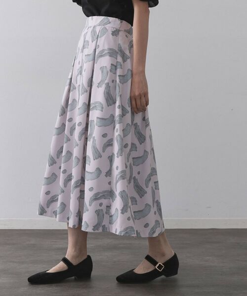 OPAQUE.CLIP / オペーク ドット クリップ スカート | ブラッシュ柄タックフレアスカート【洗濯機洗い可】 | 詳細10