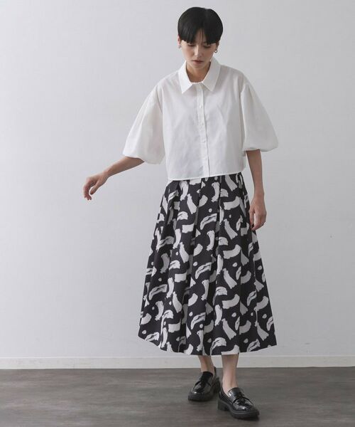 OPAQUE.CLIP / オペーク ドット クリップ スカート | ブラッシュ柄タックフレアスカート【洗濯機洗い可】 | 詳細2