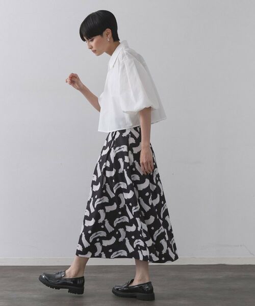OPAQUE.CLIP / オペーク ドット クリップ スカート | ブラッシュ柄タックフレアスカート【洗濯機洗い可】 | 詳細3