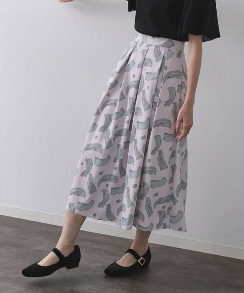 OPAQUE.CLIP / オペーク ドット クリップ スカート | ブラッシュ柄タックフレアスカート【洗濯機洗い可】 | 詳細5