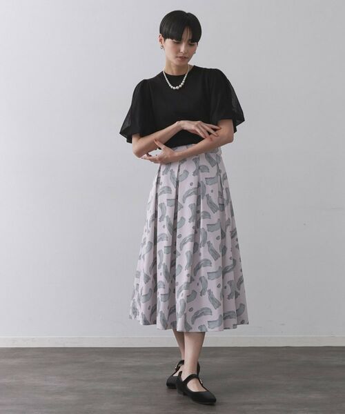 OPAQUE.CLIP / オペーク ドット クリップ スカート | ブラッシュ柄タックフレアスカート【洗濯機洗い可】 | 詳細6