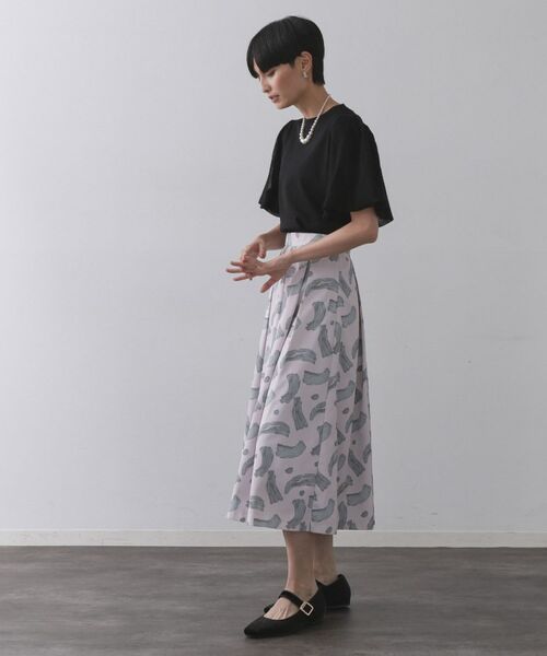 OPAQUE.CLIP / オペーク ドット クリップ スカート | ブラッシュ柄タックフレアスカート【洗濯機洗い可】 | 詳細7