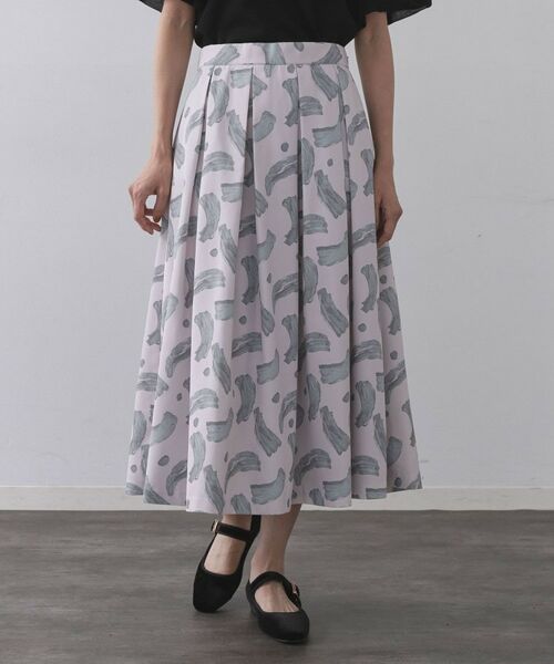 OPAQUE.CLIP / オペーク ドット クリップ スカート | ブラッシュ柄タックフレアスカート【洗濯機洗い可】 | 詳細9