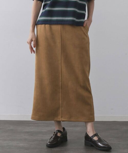 OPAQUE. CLIP/オペーク ドット クリップ スエードライクナロースカート【洗濯機洗い可】 キャメルブラウン(041) 38(M)