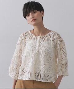 OPAQUE.CLIP / オペーク ドット クリップ シャツ・ブラウス | シアー刺繍レース前開きブラウス【洗濯機洗い可】