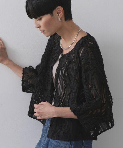 OPAQUE.CLIP / オペーク ドット クリップ シャツ・ブラウス | シアー刺繍レース前開きブラウス【洗濯機洗い可】 | 詳細5