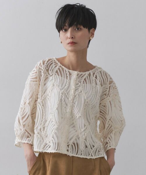 OPAQUE.CLIP / オペーク ドット クリップ シャツ・ブラウス | シアー刺繍レース前開きブラウス【洗濯機洗い可】 | 詳細9