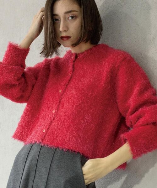 OPAQUE. CLIP/オペーク ドット クリップ シャギーショートカーディガン【洗濯機OK】《6col》 ピンク(073) 00(00)