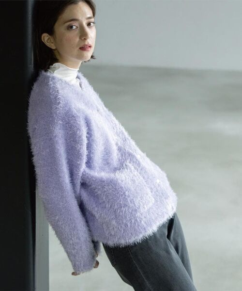 OPAQUE.CLIP / オペーク ドット クリップ カーディガン・ボレロ | シャギーミドルカーディガン【洗濯機OK】《6col》 | 詳細25