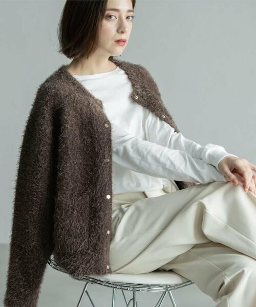 OPAQUE.CLIP / オペーク ドット クリップ カーディガン・ボレロ | シャギーミドルカーディガン【洗濯機OK】《6col》 | 詳細3