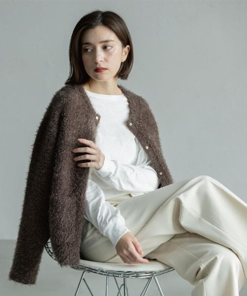 OPAQUE.CLIP / オペーク ドット クリップ カーディガン・ボレロ | シャギーミドルカーディガン【洗濯機OK】《6col》 | 詳細4