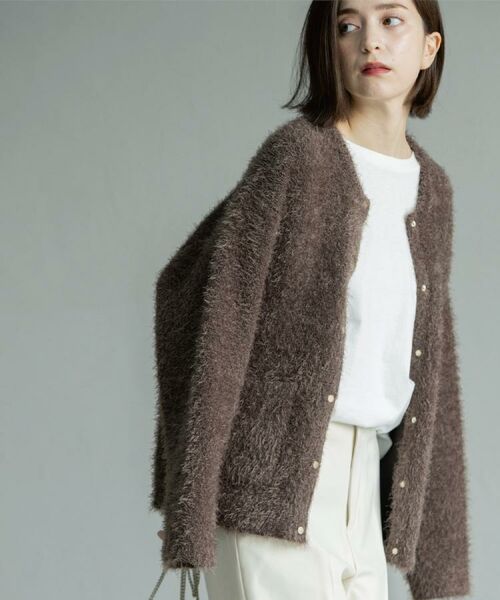 OPAQUE.CLIP / オペーク ドット クリップ カーディガン・ボレロ | シャギーミドルカーディガン【洗濯機OK】《6col》 | 詳細5