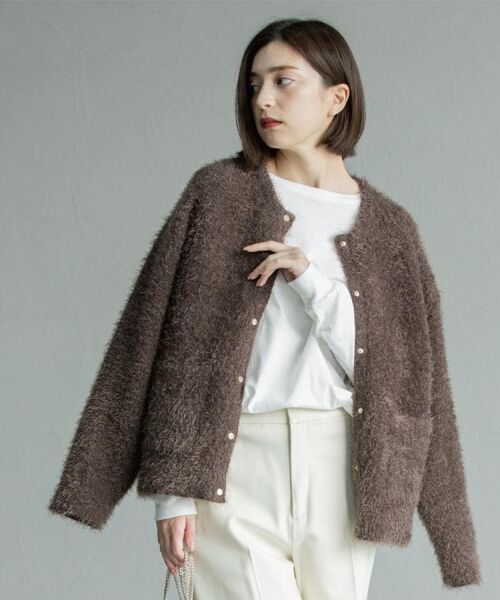OPAQUE.CLIP / オペーク ドット クリップ カーディガン・ボレロ | シャギーミドルカーディガン【洗濯機OK】《6col》 | 詳細6