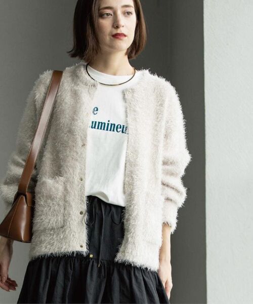 OPAQUE.CLIP / オペーク ドット クリップ カーディガン・ボレロ | シャギーミドルカーディガン【洗濯機OK】《6col》(アイボリー(004))