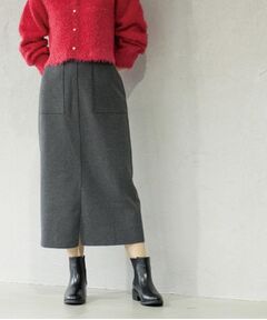 OPAQUE.CLIP / オペーク ドット クリップ ロング・マキシ丈スカート | 《8色展開/S-LLサイズ》ウールライクタイトスカート【洗濯機洗い可】