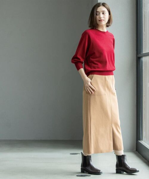 OPAQUE.CLIP / オペーク ドット クリップ ロング・マキシ丈スカート | 《8色展開/S-LLサイズ》ウールライクタイトスカート【洗濯機洗い可】 | 詳細12