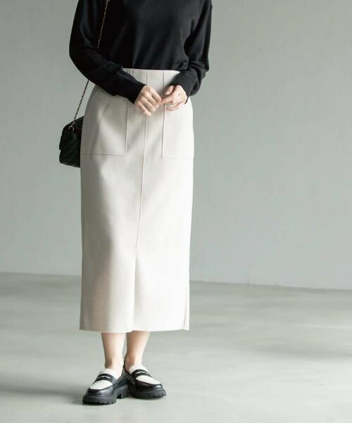OPAQUE.CLIP / オペーク ドット クリップ ロング・マキシ丈スカート | 《8色展開/S-LLサイズ》ウールライクタイトスカート【洗濯機洗い可】 | 詳細14