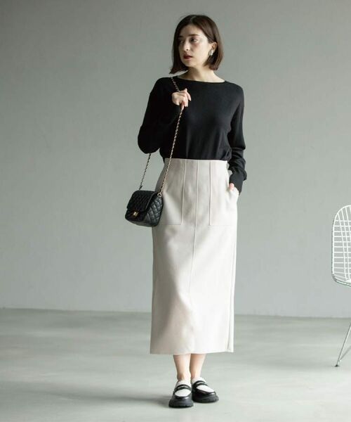 OPAQUE.CLIP / オペーク ドット クリップ ロング・マキシ丈スカート | 《8色展開/S-LLサイズ》ウールライクタイトスカート【洗濯機洗い可】 | 詳細15