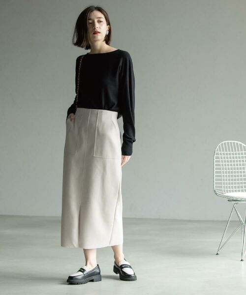 OPAQUE.CLIP / オペーク ドット クリップ ロング・マキシ丈スカート | 《8色展開/S-LLサイズ》ウールライクタイトスカート【洗濯機洗い可】 | 詳細16