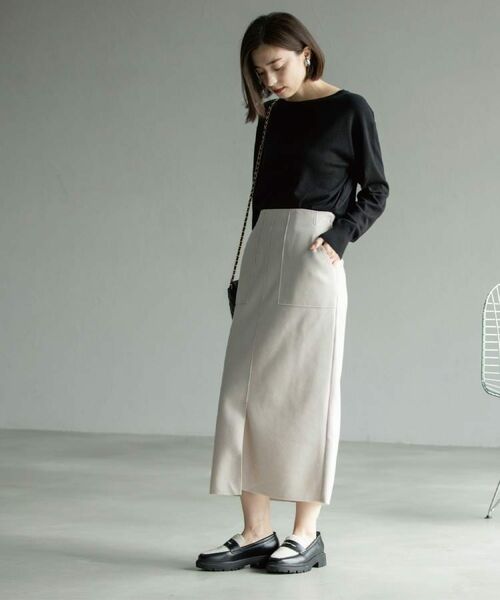 OPAQUE.CLIP / オペーク ドット クリップ ロング・マキシ丈スカート | 《8色展開/S-LLサイズ》ウールライクタイトスカート【洗濯機洗い可】 | 詳細17