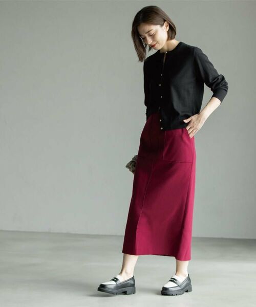 OPAQUE.CLIP / オペーク ドット クリップ ロング・マキシ丈スカート | 《8色展開/S-LLサイズ》ウールライクタイトスカート【洗濯機洗い可】 | 詳細19