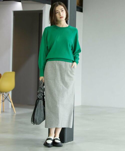 OPAQUE.CLIP / オペーク ドット クリップ ロング・マキシ丈スカート | 《8色展開/S-LLサイズ》ウールライクタイトスカート【洗濯機洗い可】 | 詳細2