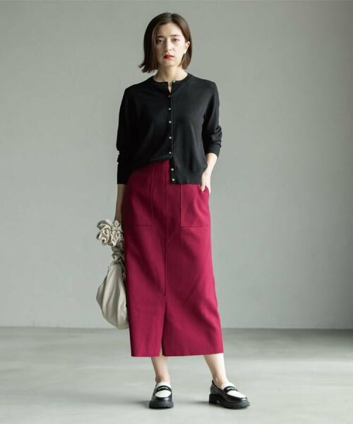 OPAQUE.CLIP / オペーク ドット クリップ ロング・マキシ丈スカート | 《8色展開/S-LLサイズ》ウールライクタイトスカート【洗濯機洗い可】 | 詳細20