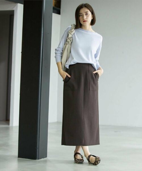 OPAQUE.CLIP / オペーク ドット クリップ ロング・マキシ丈スカート | 《8色展開/S-LLサイズ》ウールライクタイトスカート【洗濯機洗い可】 | 詳細27