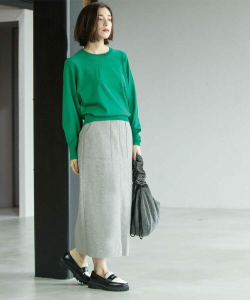 OPAQUE.CLIP / オペーク ドット クリップ ロング・マキシ丈スカート | 《8色展開/S-LLサイズ》ウールライクタイトスカート【洗濯機洗い可】 | 詳細3