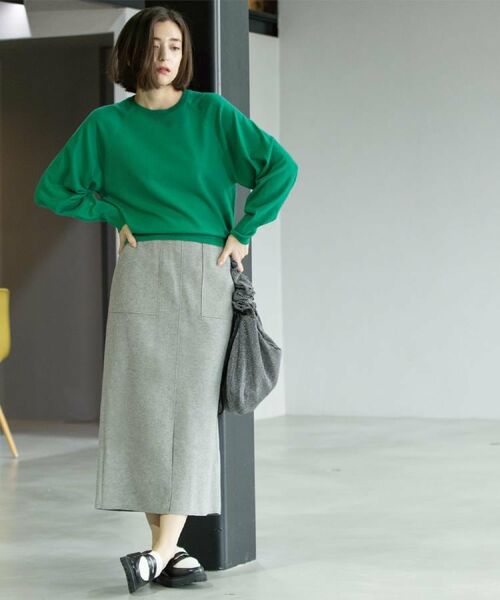 OPAQUE.CLIP / オペーク ドット クリップ ロング・マキシ丈スカート | 《8色展開/S-LLサイズ》ウールライクタイトスカート【洗濯機洗い可】 | 詳細4