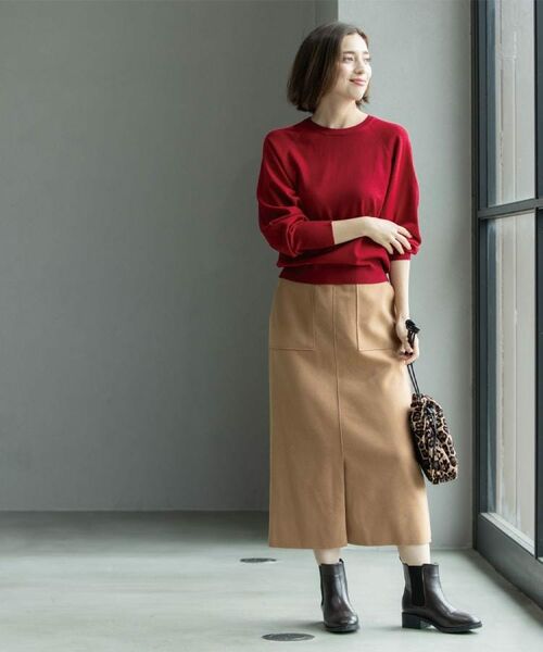 OPAQUE.CLIP / オペーク ドット クリップ ロング・マキシ丈スカート | 《8色展開/S-LLサイズ》ウールライクタイトスカート【洗濯機洗い可】 | 詳細9