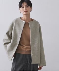 OPAQUE.CLIP キルティングドッキングノーカラーコート レディースM ◇キルティングノーカラーコート（ノーカラーコート） | OPAQUE