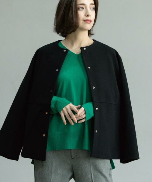 OPAQUE.CLIP / オペーク ドット クリップ その他アウター | ウールライクメルトンノーカラーコート【洗濯機洗い可】 | 詳細12