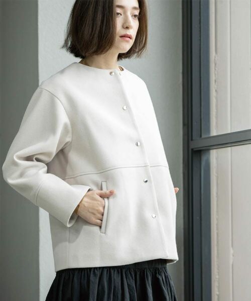 OPAQUE.CLIP / オペーク ドット クリップ その他アウター | ウールライクメルトンノーカラーコート【洗濯機洗い可】 | 詳細17